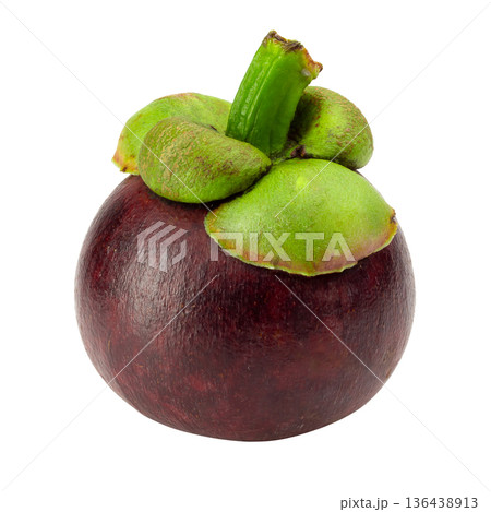 Ripe mangosteen fruit isolated on a white background Ripe mangosteen fruit isolated on a white background 136438913