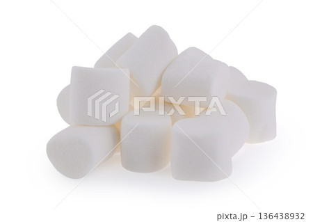 Fluffy white marshmallow isolated on white background. 136438932