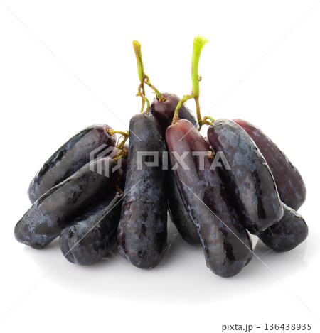 Sweet black sapphire grapes on a white background. 136438935