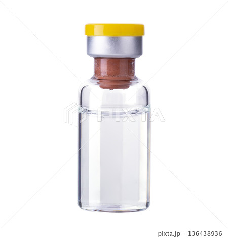 Bottle Vial of Covid-19 Coronavirus Vaccine isolated on a white background 136438936