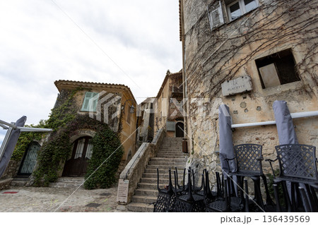 townscape of Eze town of southern France, French Riviera	 136439569