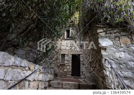 townscape of Eze town of southern France, French Riviera	 136439574