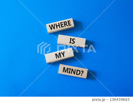 WHERE IS MY MIND symbol. Concept words WHERE IS MY MIND on wooden blocks. Beautiful bright blue background. Business and WHERE IS MY MIND concept. Copy space. WHERE IS MY MIND symbol. Concept words WHERE IS MY MIND on wooden blocks. Beautiful bright blue background. Business and WHERE IS MY MIND concept. Copy space. 136439683