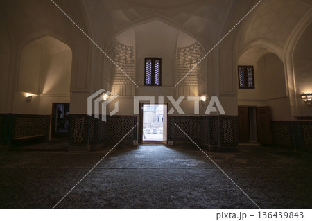 the interior of Tuman Aka, part of Shah-i-Zinda Necropolis in Samarkand, Uzbekistan as one of the islamic heritage 136439843