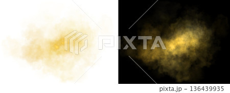 Golden transparent cloud on white and black backgrounds with soft diffusion and glowing texture for elegant compositions Golden transparent cloud on white and black backgrounds with soft diffusion and glowing texture for elegant compositions 136439935