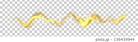 Golden abstract ribbon with smooth curves and transparent segments on white background for elegant visual concepts 136439944