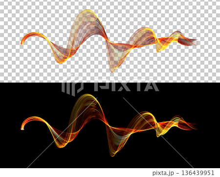 Colorful fire light waveforms on white and black backgrounds with smooth curves and transparency for dynamic compositions. Colorful fire light waveforms on white and black backgrounds with smooth curves and transparency for dynamic compositions. 136439951