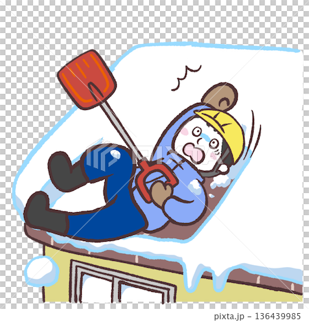 圖：一名戴著頭盔的男子在屋頂除雪時滑倒 136439985