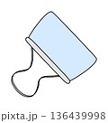 Metal binder clip for holding sheets of paper together, office supplies, doodle style vector 136439998