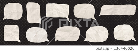 Scrapbook vector paper speech bubbles, halftone text boxes graphic design elements for collages and banners Scrapbook vector paper speech bubbles, halftone text boxes graphic design elements for collages and banners 136440020