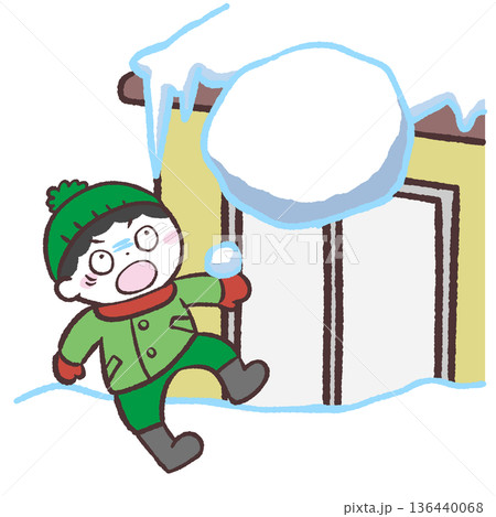 落雪に驚く男の子のイラスト 落雪に驚く男の子のイラスト 136440068