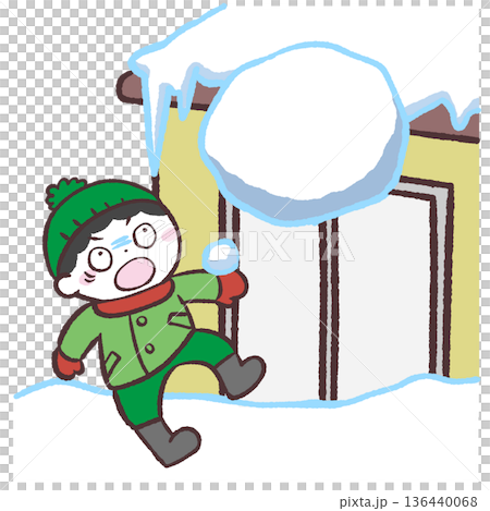 落雪に驚く男の子のイラスト 落雪に驚く男の子のイラスト 136440068