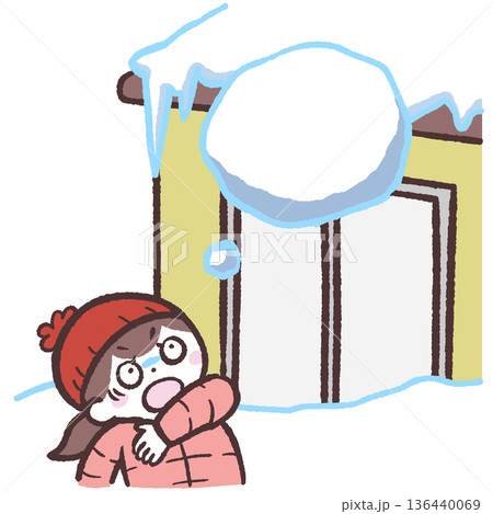落雪に驚く女性のイラスト 落雪に驚く女性のイラスト 136440069