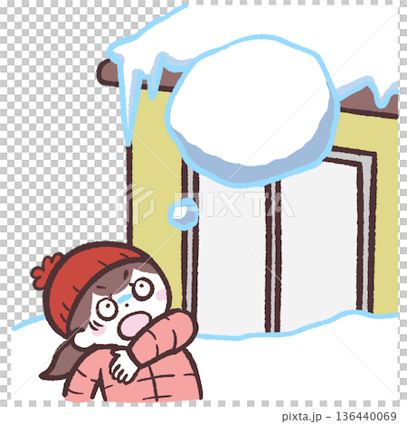 落雪に驚く女性のイラスト 落雪に驚く女性のイラスト 136440069