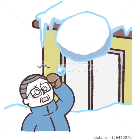 落雪に驚くシニア男性のイラスト 136440070