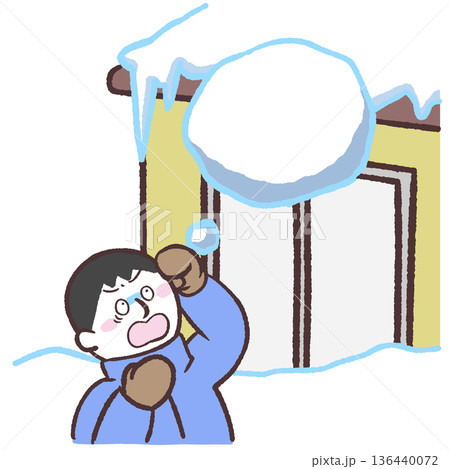 落雪に驚く男性のイラスト 136440072