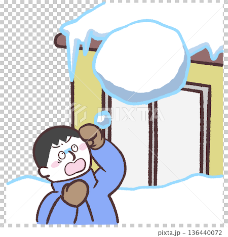 落雪に驚く男性のイラスト 136440072