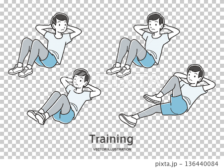 年輕男子正在做腹部運動 136440084