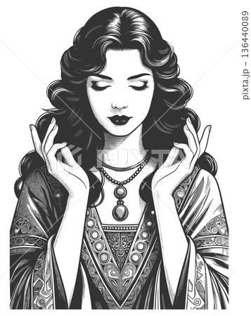 portrait of elegant woman raster 136440089