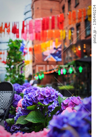 View of summer streets in the city center of Oslo, Norway 136440254