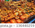 Stall selling variety of delicious snacks at market in Barcelona, Splain 136440259