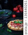 Delicious homemade rustic tomato and cheese open pie (galette) 136440261
