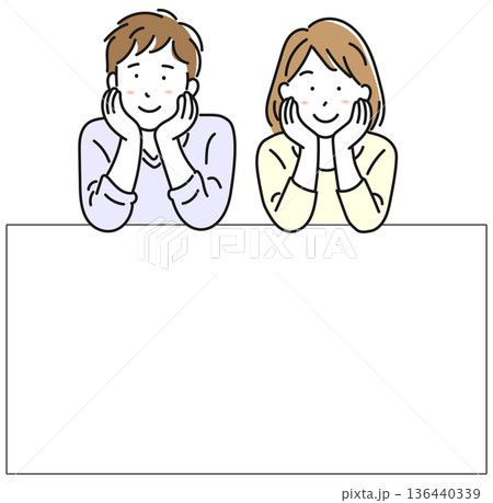 頬杖をつく若い夫婦のフレーム 136440339