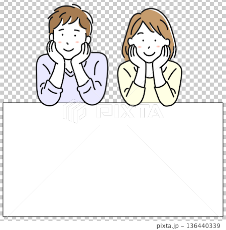 頬杖をつく若い夫婦のフレーム 136440339