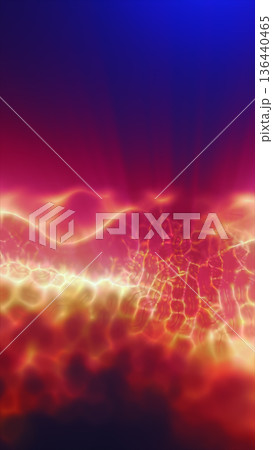 Vibrant red and orange plasma texture on purple background, glowing molten energy pattern with fiery cells and intense abstract heat Vibrant red and orange plasma texture on purple background, glowing molten energy pattern with fiery cells and intense abstract heat 136440465