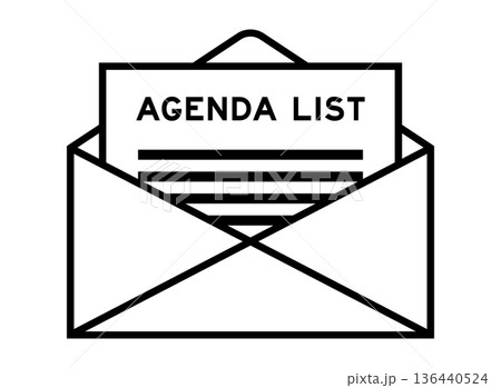 Envelope and letter sign with word agenda list as the headline Envelope and letter sign with word agenda list as the headline 136440524