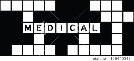 Alphabet letter in word medical on crossword puzzle background 136440548
