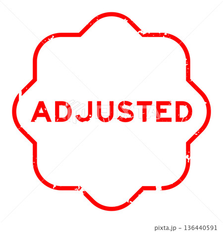 Grunge red adjusted word square rubber seal stamp on white background 136440591