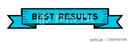 Ribbon label banner with word best results in blue color on white background Ribbon label banner with word best results in blue color on white background 136440594