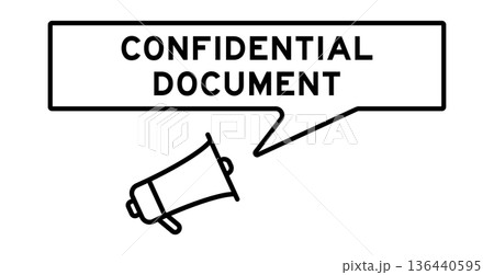 Megaphone icon with speech bubble in word confidential document on white background 136440595