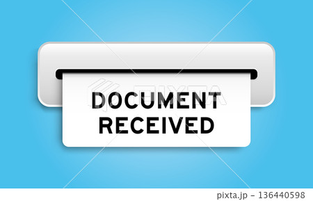 White coupon banner with word document received from machine on blue color background 136440598