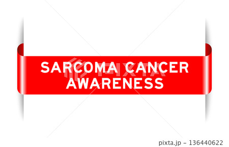 Red color inserted label banner with word sacroma cancer awareness on white background 136440622