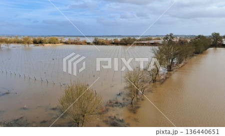 The impact of floods in Portugal in 2026, when rivers overflow and inundate agricultural fields 136440651