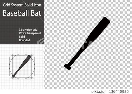 Baseball bat icon, batting image 136440926