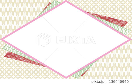 和柄の千代紙風フレーム背景 136440940