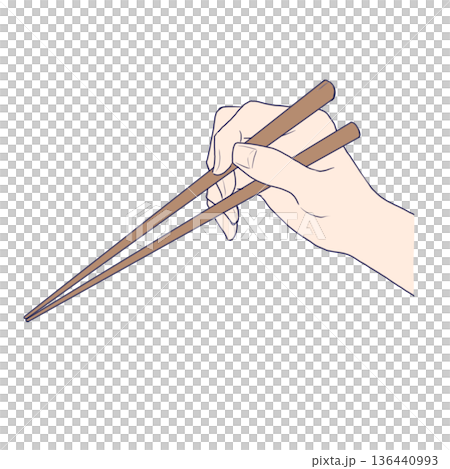 お箸を持つ手のイラスト素材 136440993