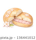 桜ベーグルサンド　単体イラスト 136441012