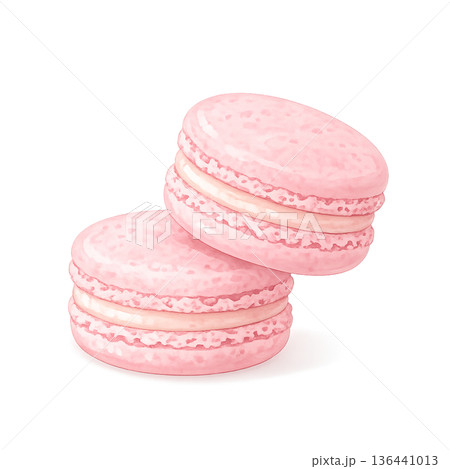 ピンクのマカロン　単体イラスト 136441013