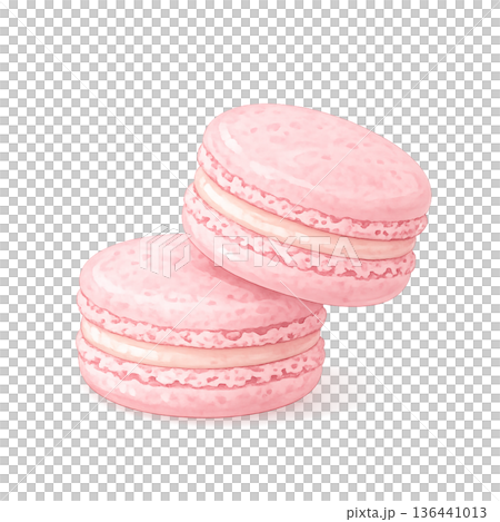 ピンクのマカロン　単体イラスト 136441013