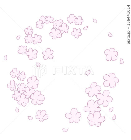 手描き風の桜の丸フレーム 136441014