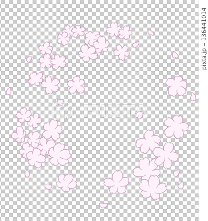 手描き風の桜の丸フレーム 136441014