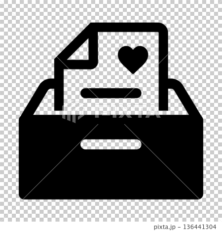 カルテ・診断書を表すファイルボックスのアイコン ハートマークが描かれた文書 カルテ・診断書を表すファイルボックスのアイコン ハートマークが描かれた文書 136441304