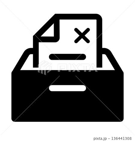 審査落ち・禁止・却下を表す書類が入ったファイルボックスのアイコン 136441308
