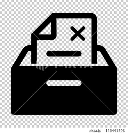 審査落ち・禁止・却下を表す書類が入ったファイルボックスのアイコン 136441308