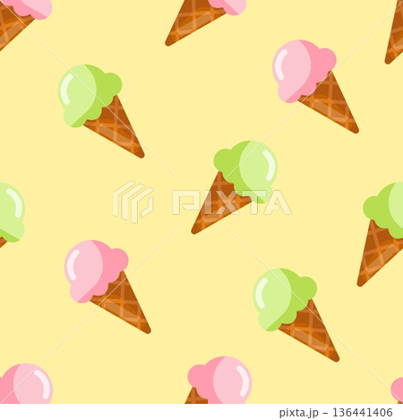 Pastel Ice Cream Cone Seamless Pattern 136441406