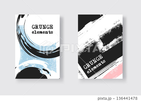 Collection of grunge covers with brush strokes. 136441478